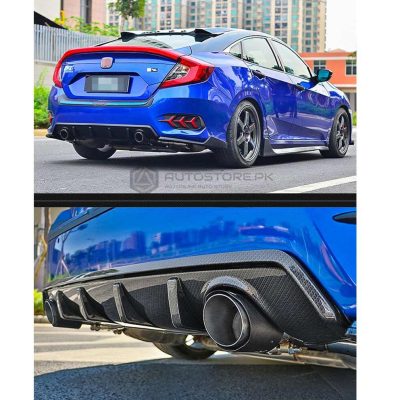 Honda Civic Bumper Center Diffuser Carbon Fiber 2016-2021 - Autostore.pk